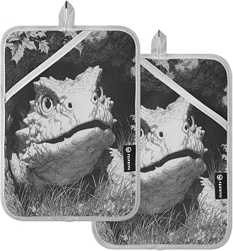 Lizard Black White Cool Pot Holders Heat Resistant Non Slip Kitchen Hot Pads for Cooking Baking