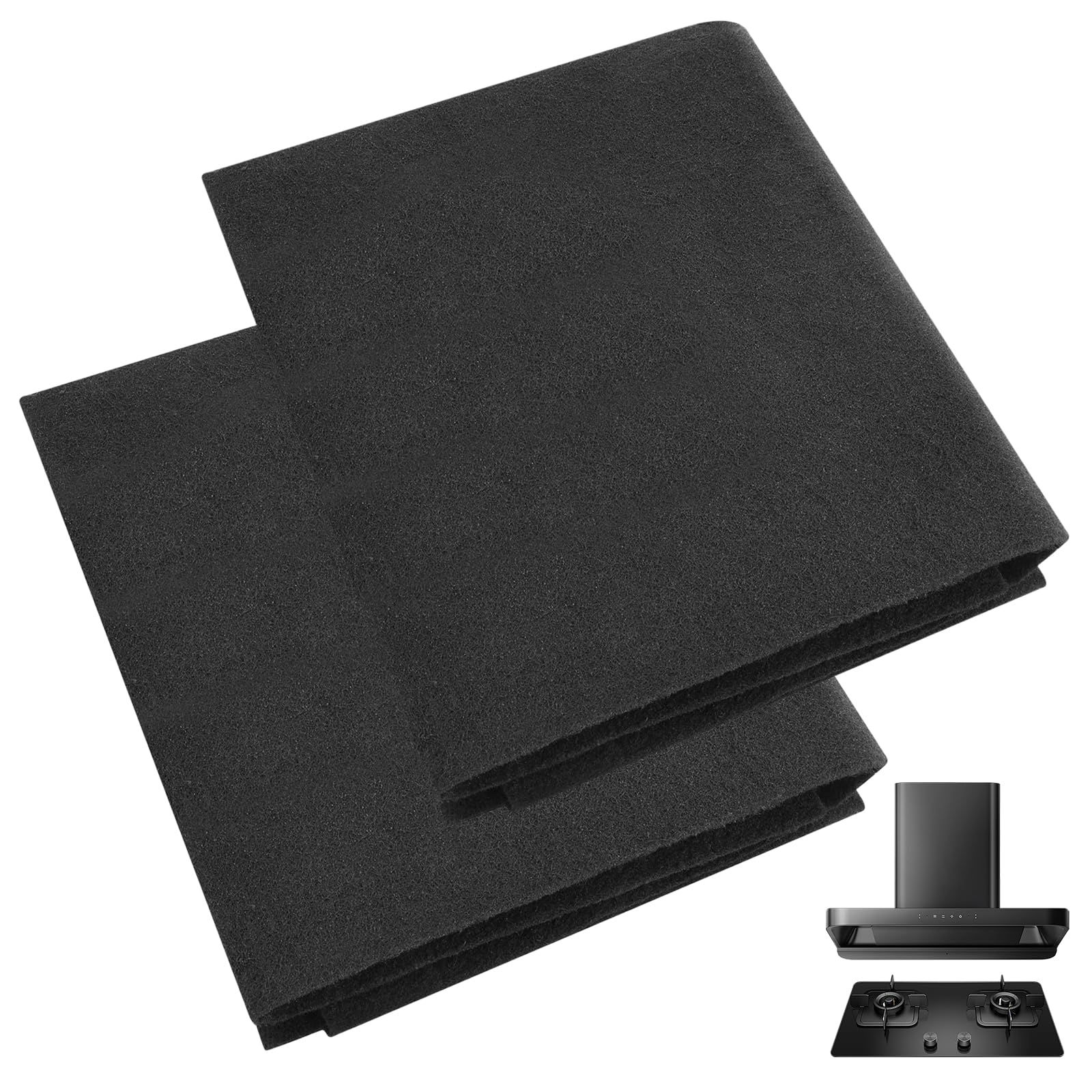 2 Pcs Carbon Cooker Hood Filter, Universal Cut to Fit Carbon Filter Replacement, High-absorption Filters for All Cooker Hoods & Extractor Fan Vent (47×57cm)