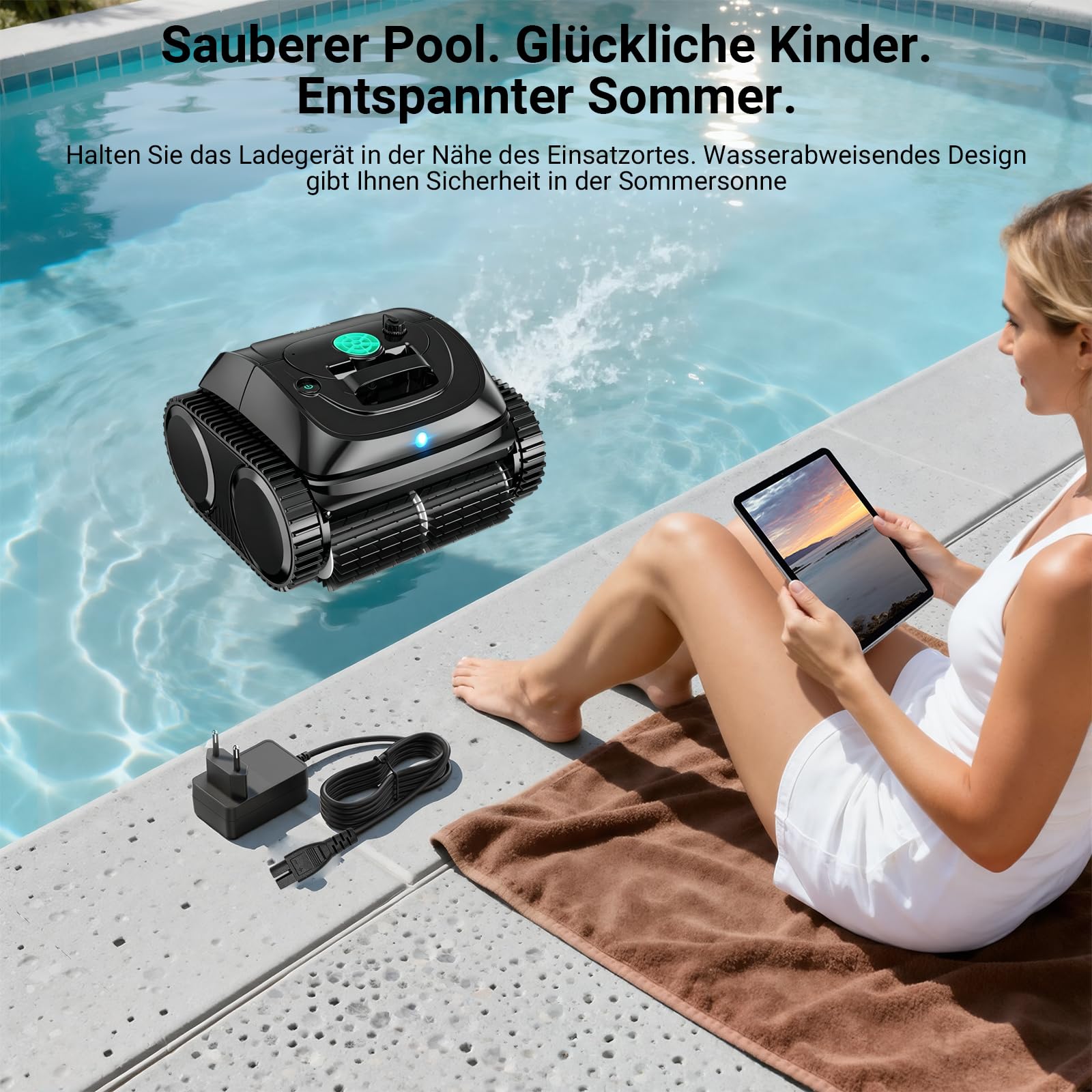 Cable de carga para robot de piscina, compatible con WYBOT C1-01 Robotic Pool Cleaner, fuente de alimentación de repuesto, cable de alimentación
