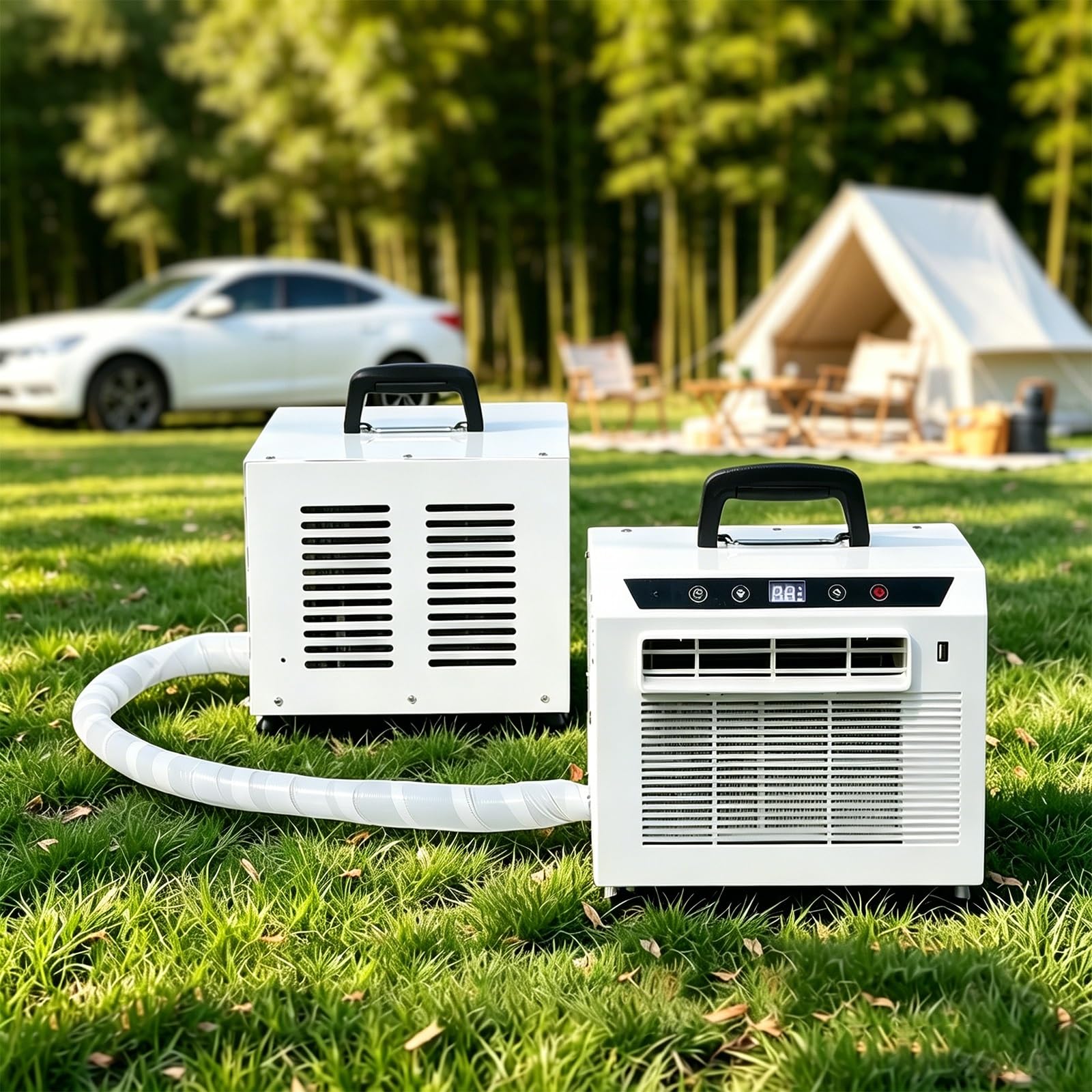 Aire Acondicionado Portátil 3000BTU Con Asa Superior Temporizador De 1-12 H Climatizador Portátil Con Panel Táctil Y Control Remoto Diseño 110/220V Enfriador De Aire