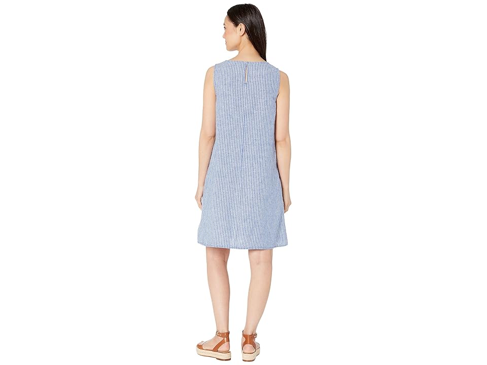 

MAXSTUDIO Sleeveless Stripe Linen Blend Jumper Dress (Blue/White Twin Ticking Stripe) Women's Dress