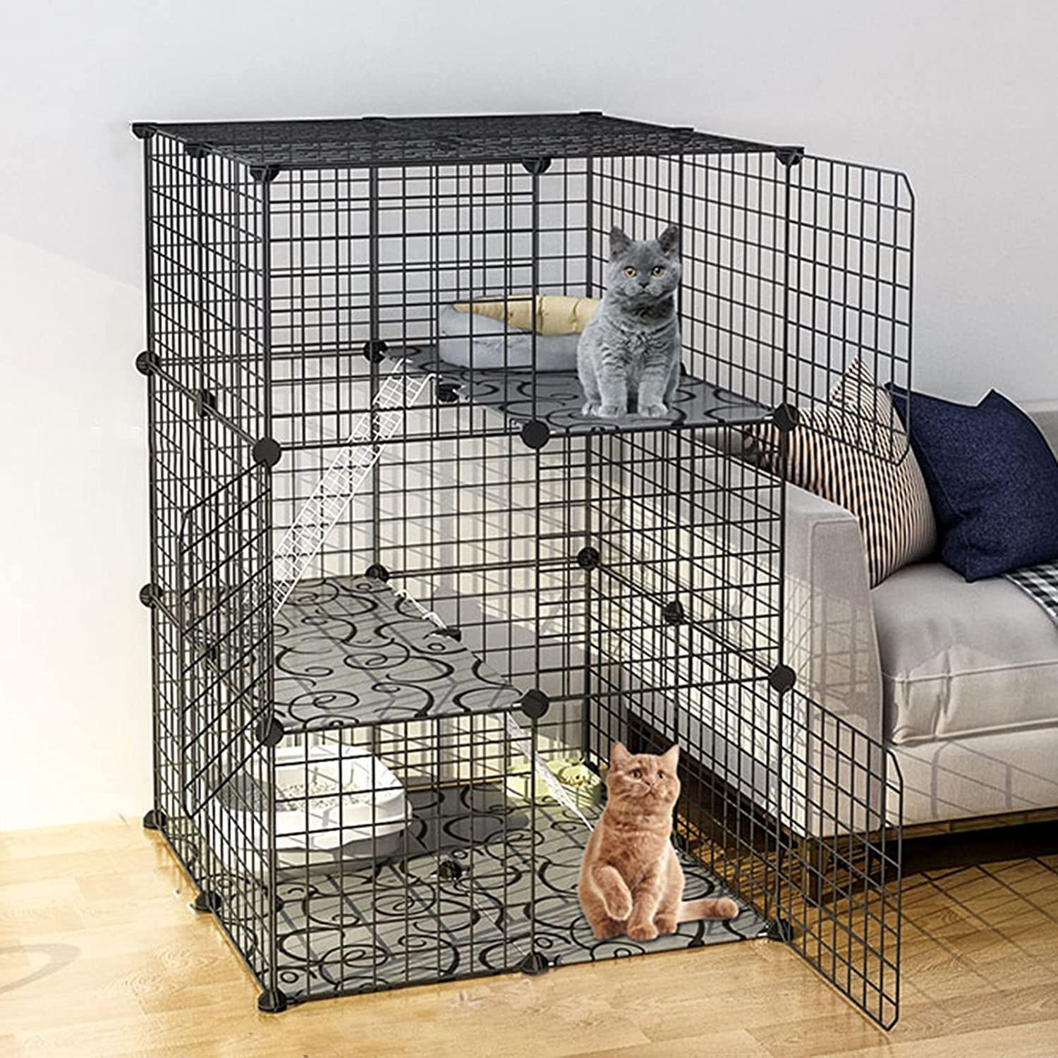 Recinto per gatti all'aperto - Recinto per conigli, Recinto per piccoli animali domestici in plastica fai da te Recinto espandibile Gabbia per conigli