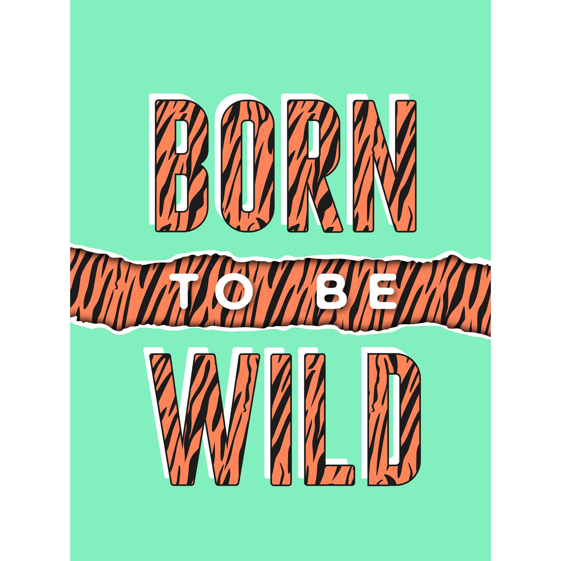 Wee Blue Coo Born to be Wild Tiger Large Canvas Wall Art Print