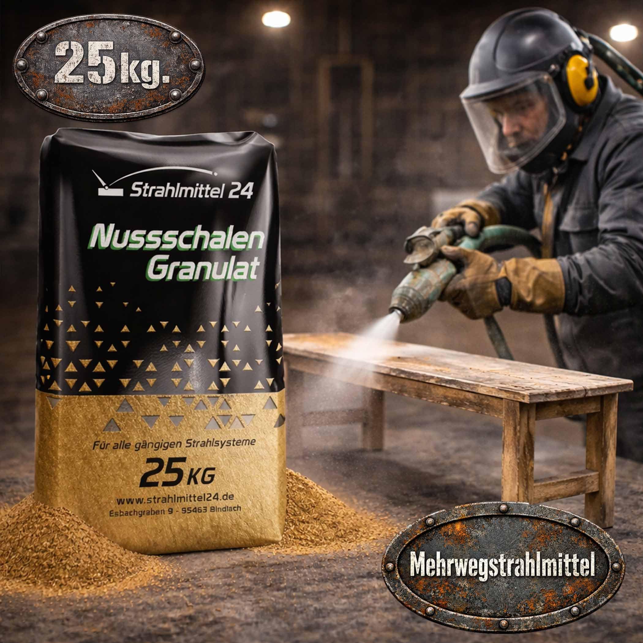 Nussschalen Granulat 0,10-0,25 mm Strahlmittel 25 KG