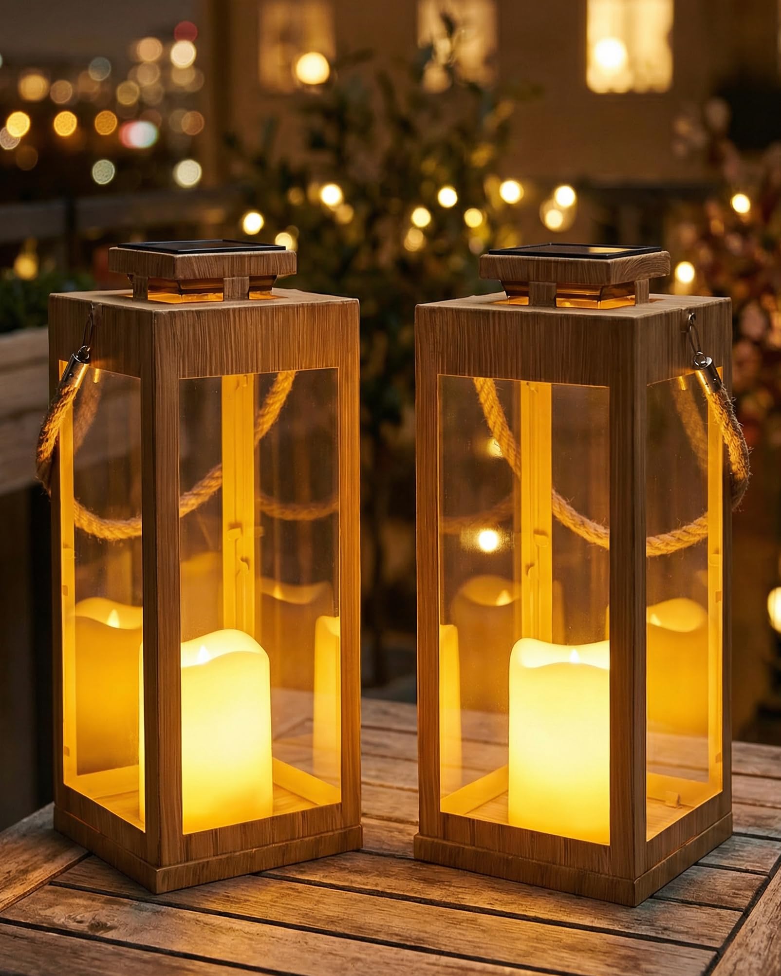 Photo 1 of Herjiatk 2-Pack 13.2" Large Solar Lanterns Outdoor Waterproof for Patio
