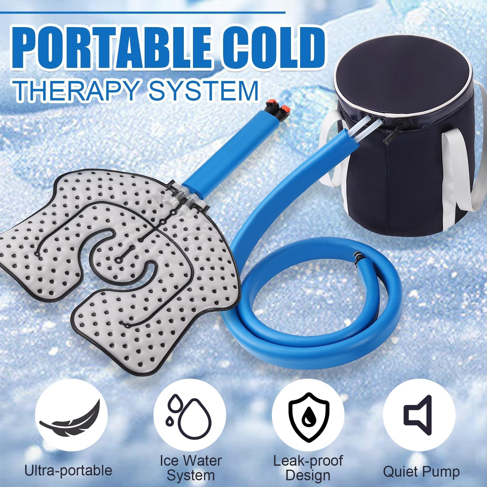 Portable Ice Machine for Knee After Surgery, Cold Therapy machine for Sports Injuries, Strain and Sprain, Cryotherapy Kit System with Quiet Pump and Universal Compression Pad