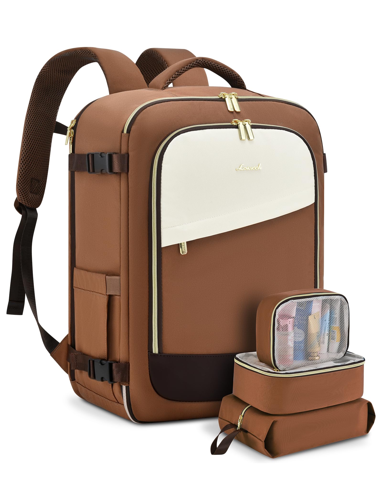 LOVEVOOK Travel Backpack for Women, 40L Carry On Backpack Flight Approved, Large Personal Item Bag Fits 17 inch Laptop, TSA Approved Luggage with 3