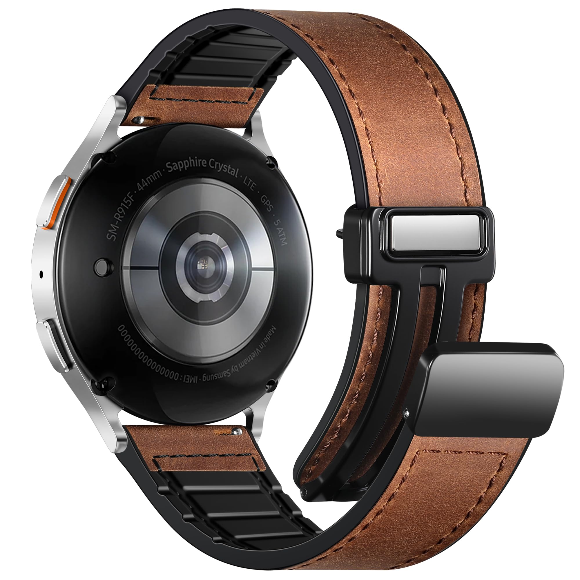 Charlam Magnetic Leather Bands Compatible with Samsung Galaxy Watch 7 Band 6 5 4 FE Active 2 40mm