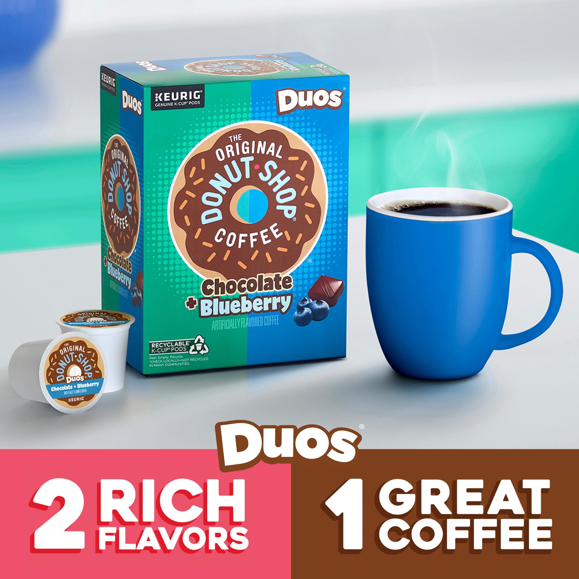 The Original Donut Shop Coffee Duos Chocolate Blueberry Coffee, Keurig cápsulas K-Cup de una sola porción, 72 unidades