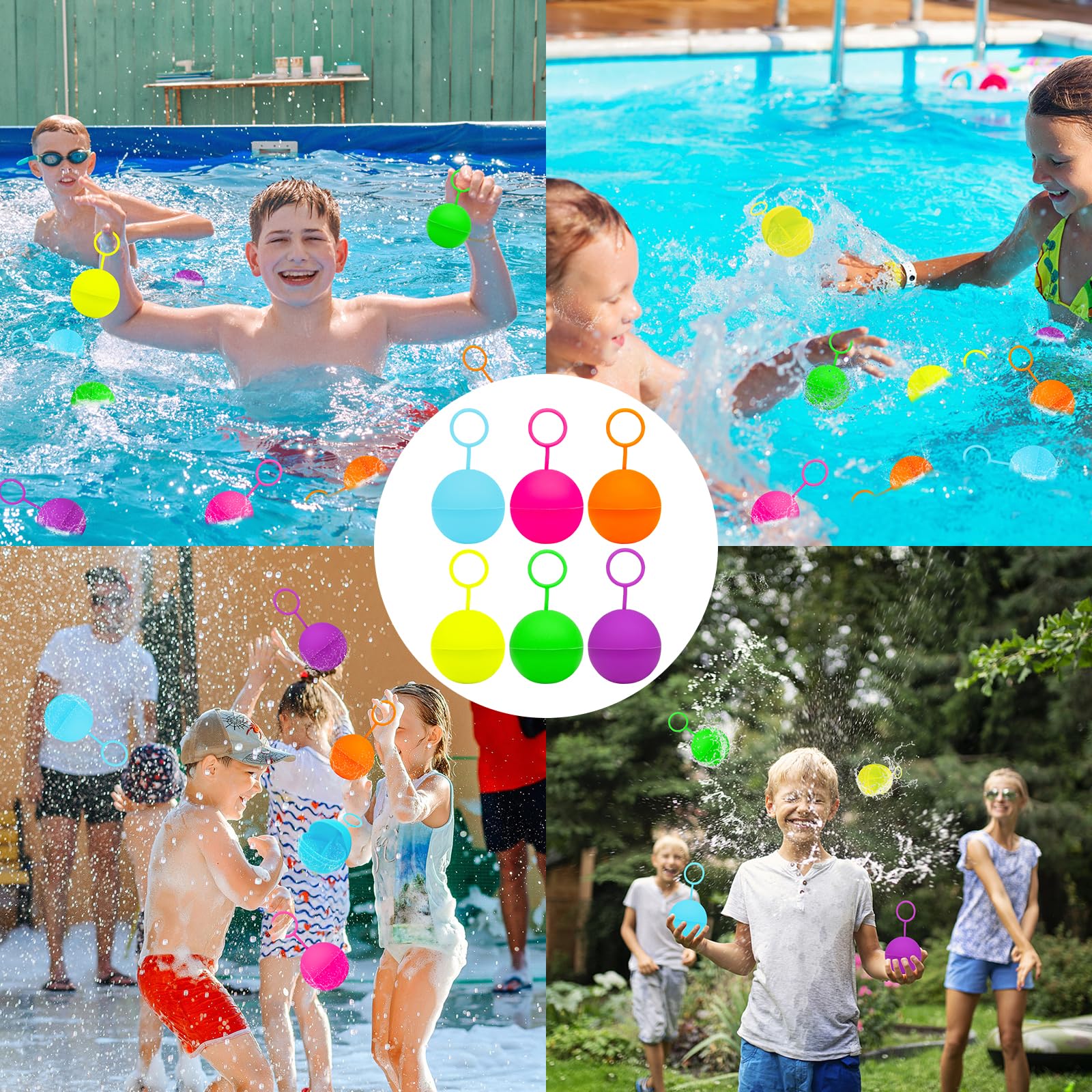 Globos De Agua Reutilizables De Silicona, 8 Piezas, Llenado Rápido, Ideales Para Verano Y Piscina