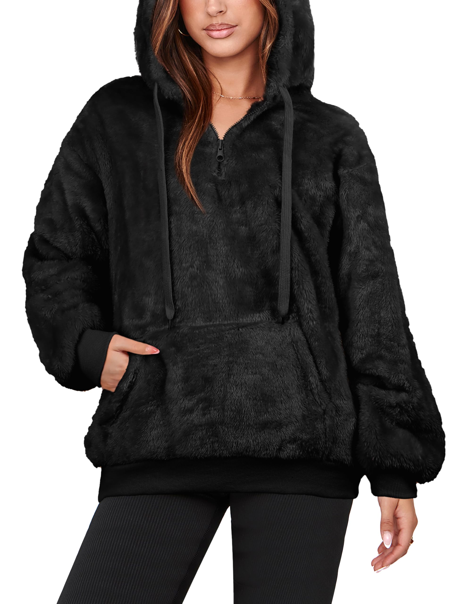 large NIeyook Sherpa Fleece Hoodies for Women Fuzzy Oversized Zip up Hoodie with Pockets Casual Pullover Hooded Sweatshirt