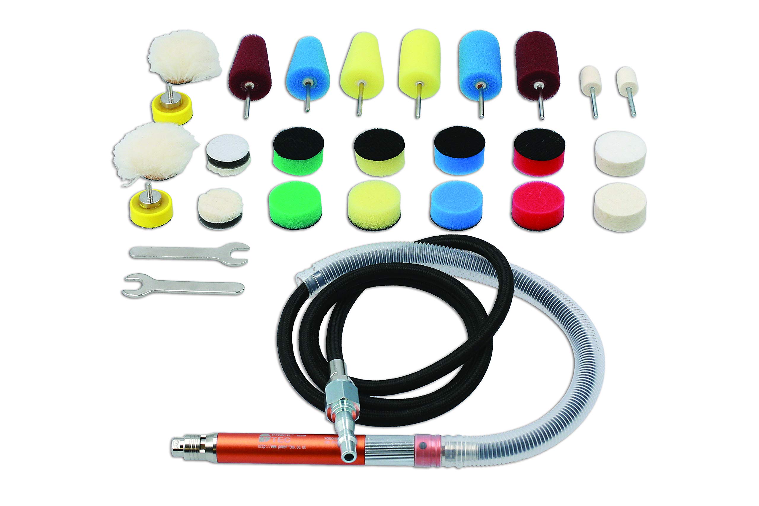 PowerTec 92559 Pneumatic Detail Polishing Tool Kit, Black
