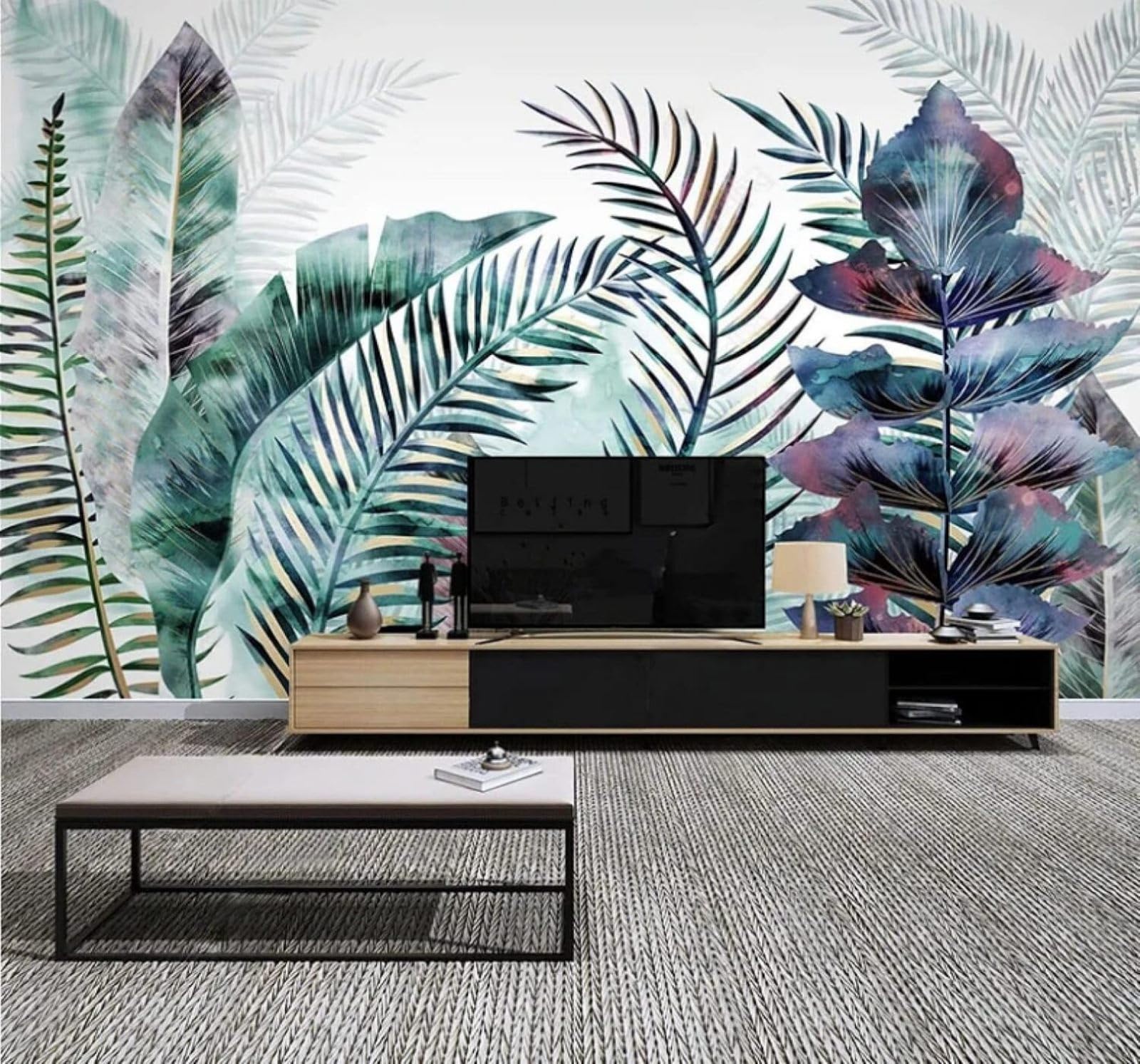 XLMING Minimalist Hand Drawn Watercolour Plants Leaves 3D Wallpaper Luxury Home Dining Decor Paste Sofa Living Room The Wall for Bedroom Mural-150cm×105cm
