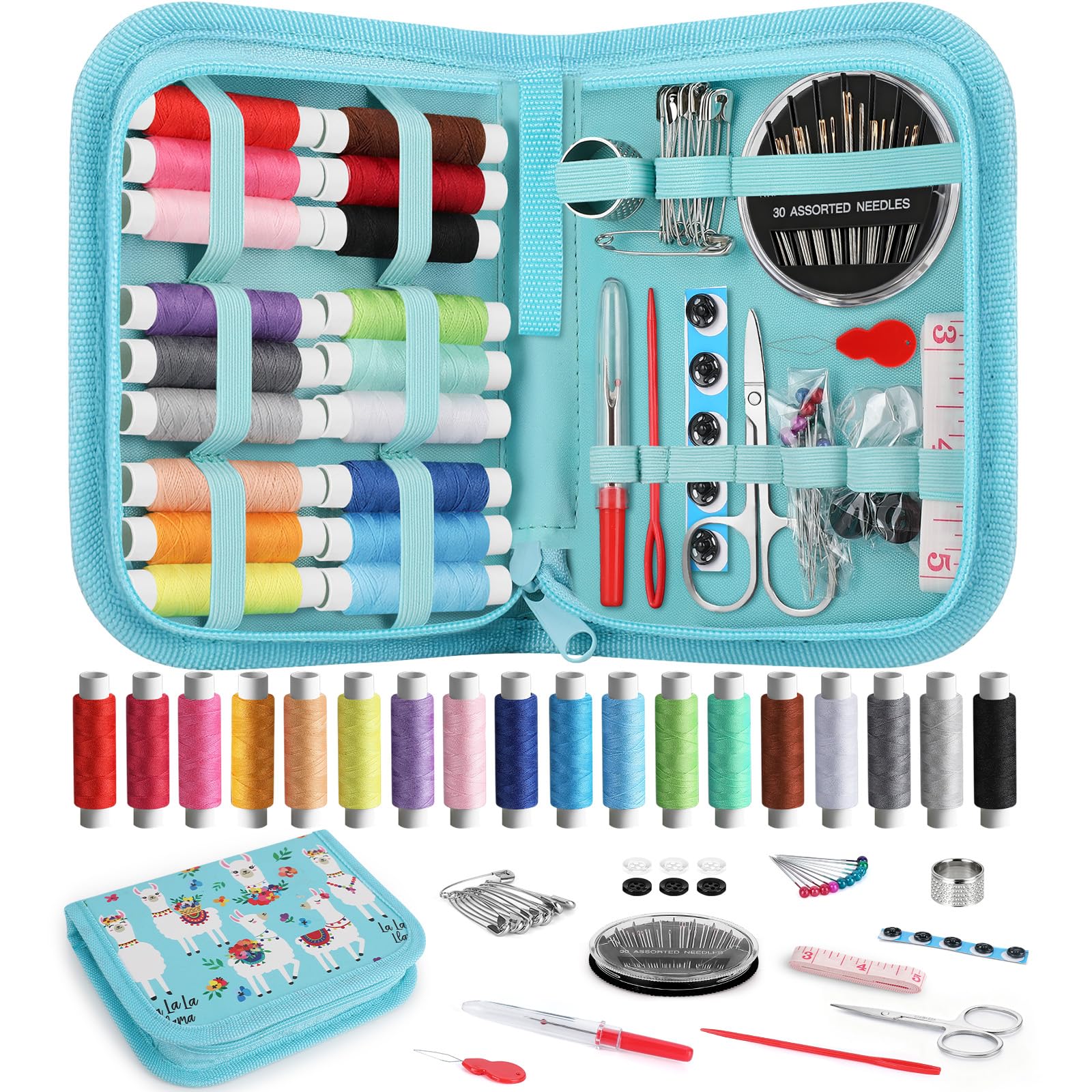 Coquimbo Sewing Kit for Adults, Traveler, Beginner, Emergency, Portable Sewing Supplies Accessories Contains Thread, Needle, Scissors, Measure Tape, Thimble, Christmas Gifts for Mom Grandma Girls Boys