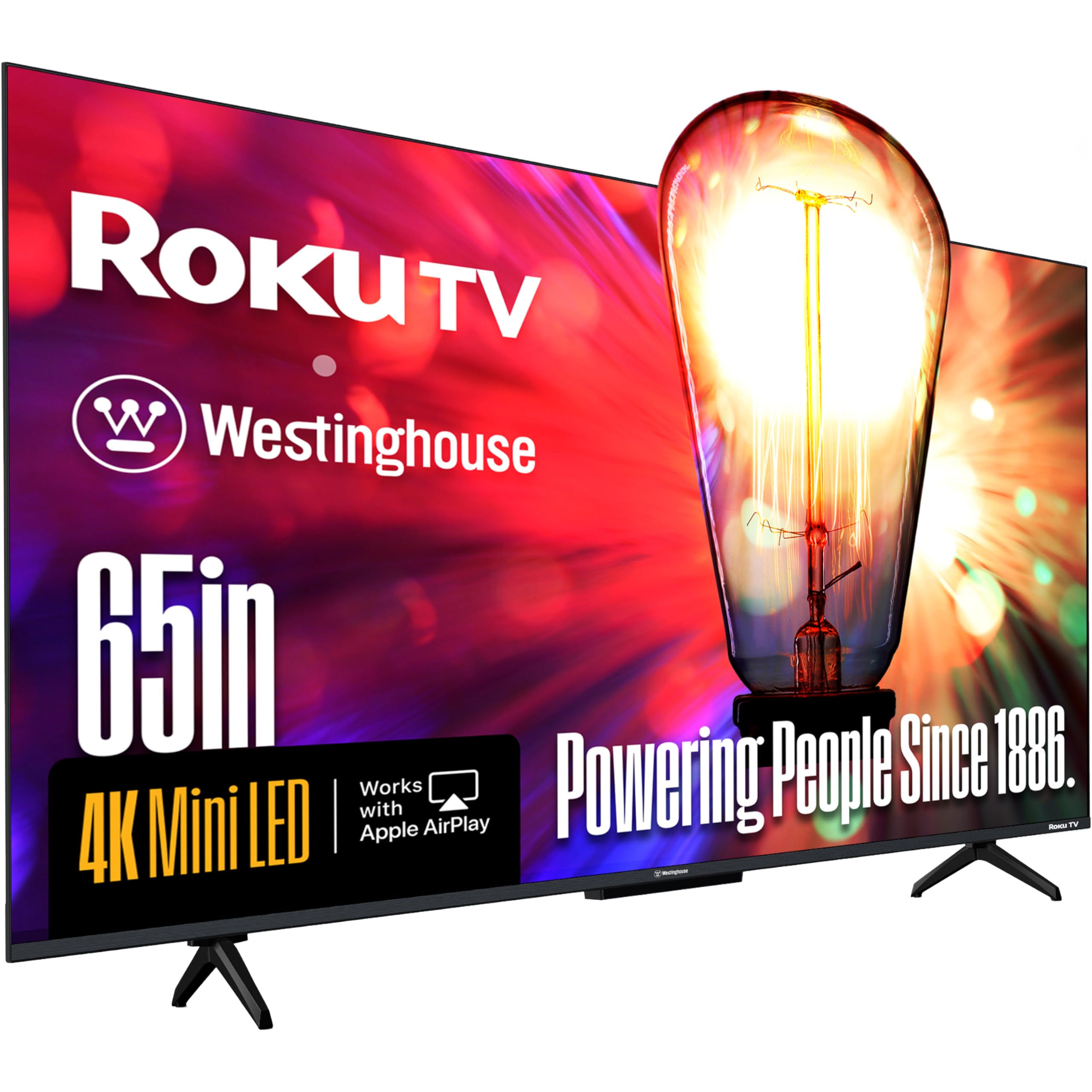 Westinghouse 65” Mini-LED 4K UHD Roku TV, Dolby Vision HDR, QLED Quantum Color, Local Dimming, MEMC Motion, Apple HomeKit & AirPlay 2
