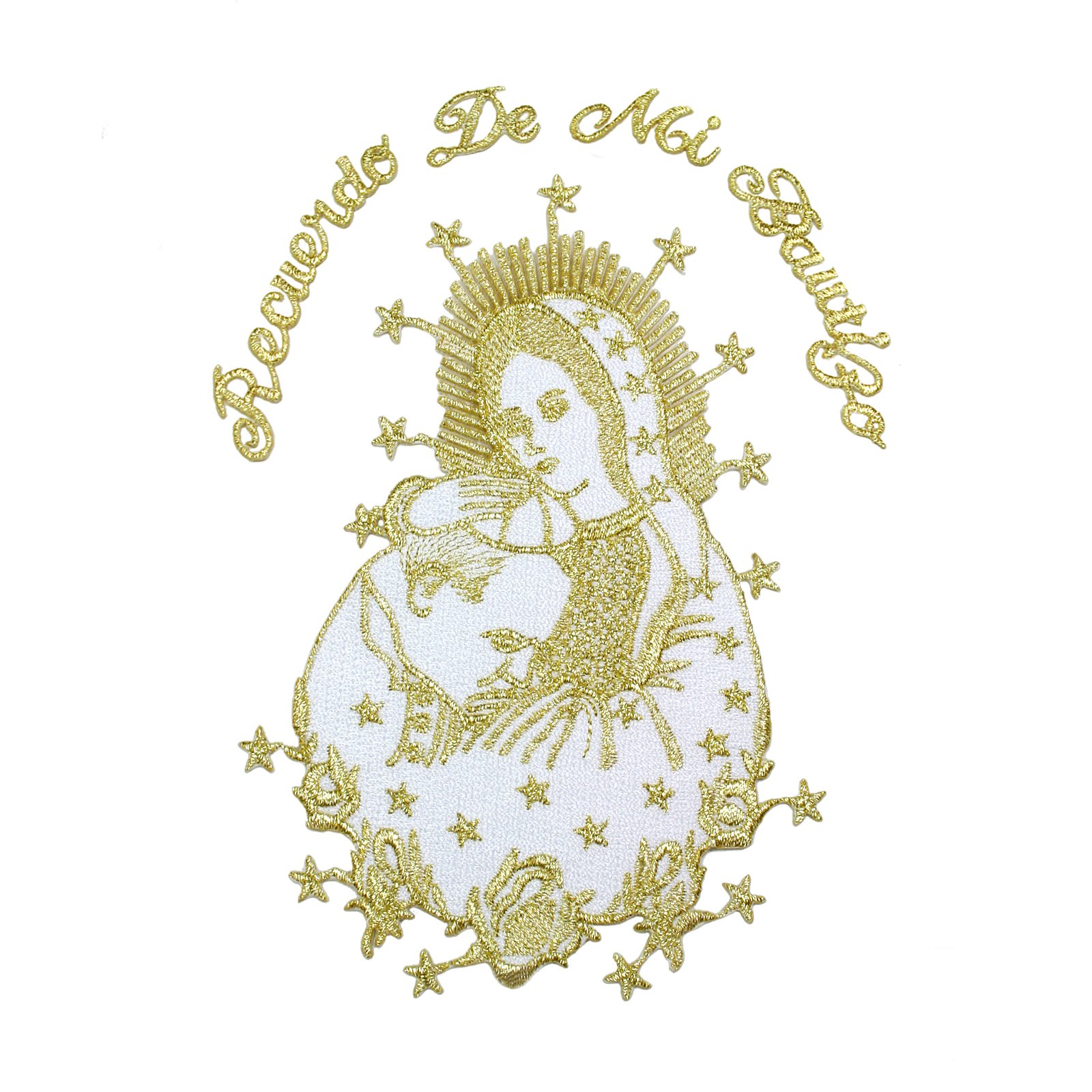 Unotux Baby Christening Baptism White Blanket Gold Silver Embroidery Virgin Mary Pope (Gold Maria Pope in Spanish)
