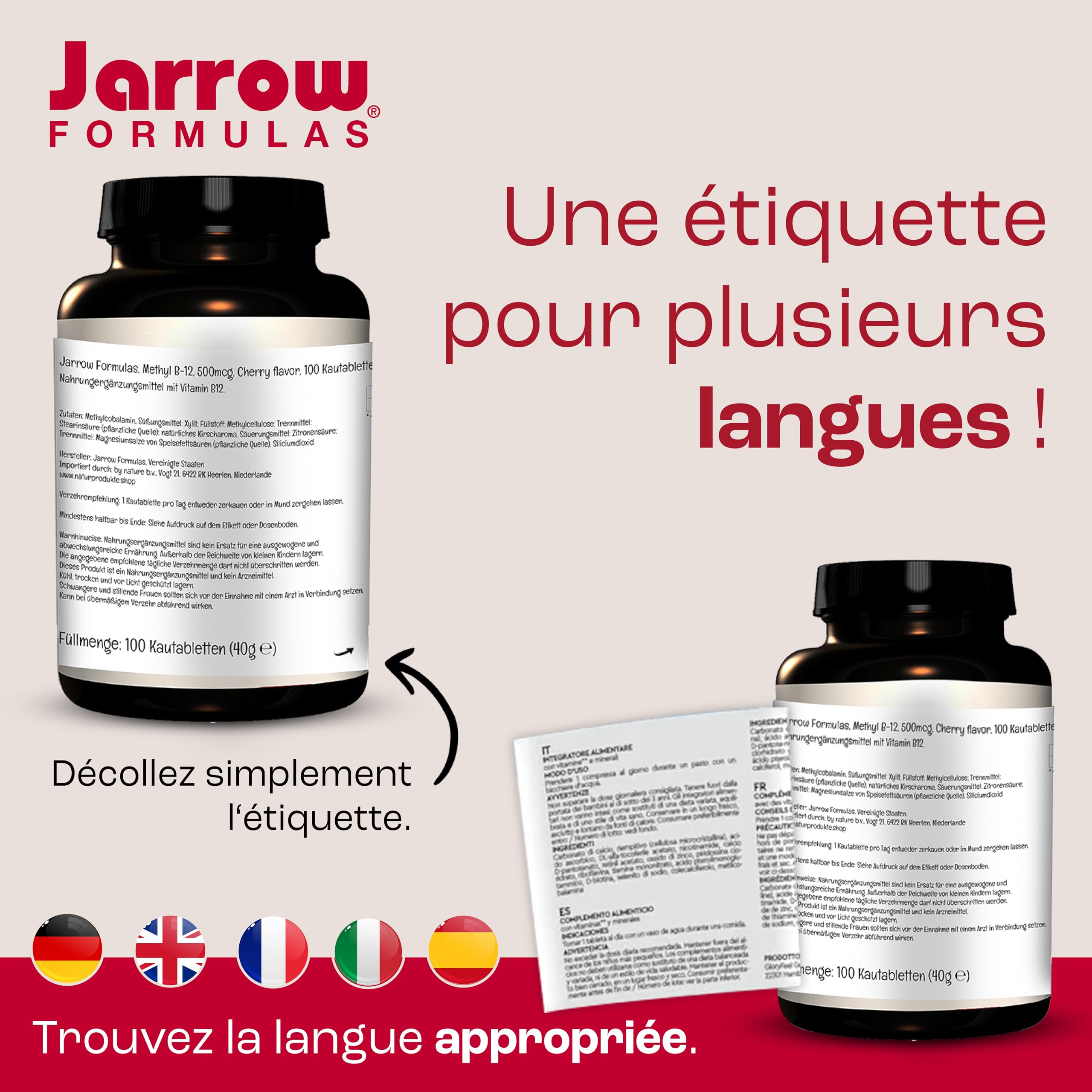 Jarrow Formulas, Méthyl B12, 1.000mcg, 2 Jours de Dépôt, Goût de Citron, 100 Comprimés à Sucer végétaliens, Sans Gluten, Végétarien, Sans Soja, Sans OGM