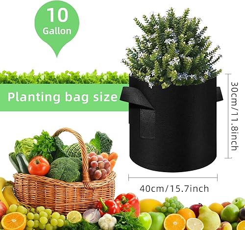 Miniatura 9 de Ohiyoo Bolsas de cultivo de jardín de 5 galones, paquete de 60 bolsas de maceta de 5 galones, bolsas de tela no tejida, macetas de tela de aireación