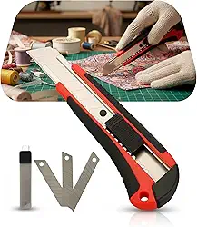 Estilete Emborrachado Profissional 18mm Ergonômico com Trava Automática e 3 Lâminas Extras Corte Preciso e Seguro Cores Sortidas