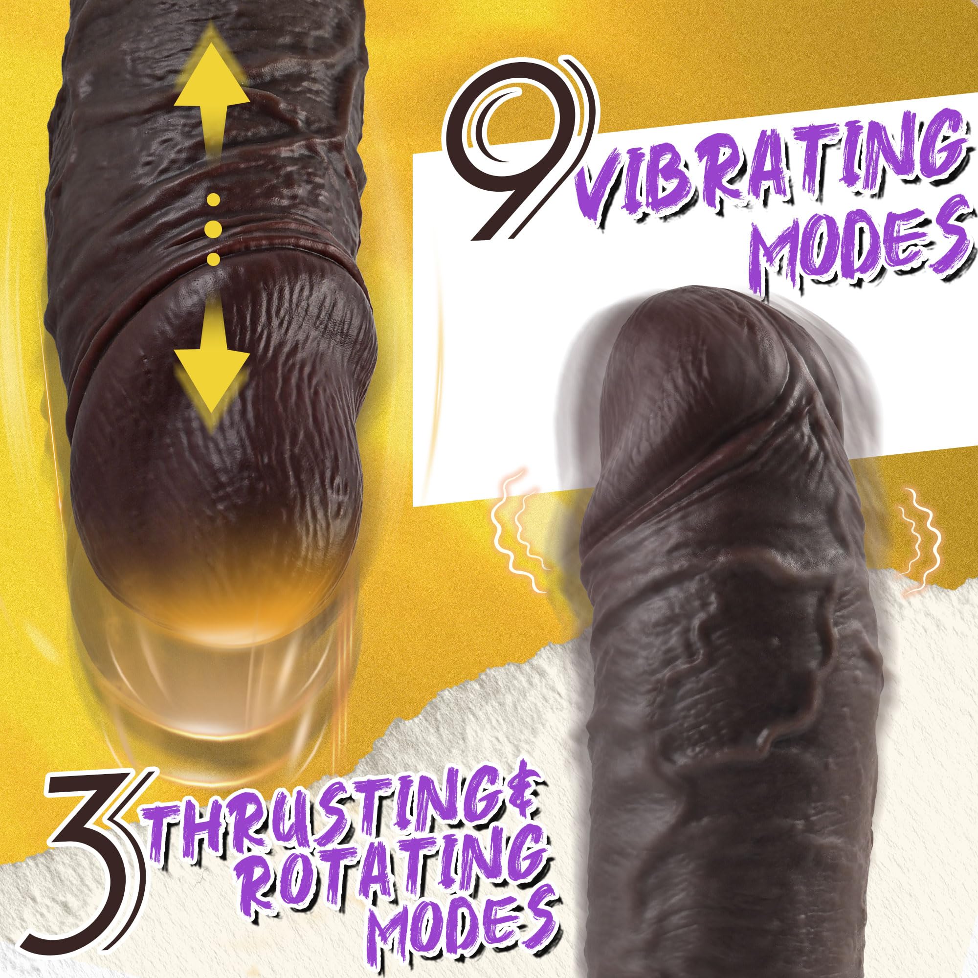 Amazon.com: 2.4 Diameter BBC Thrusting Thick Dildo Sex Toys for Women,  Realistic Huge Black Dildos with 3 Rotation Thrust Speeds & 9 Vibrations,  Remote Control Heated Anal G Spot Dildo for Advanced
