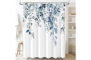 BTTN Eucalyptus Shower Curtain - Stunning Floral Watercolor for Elegance and Privacy in Your Bathroom