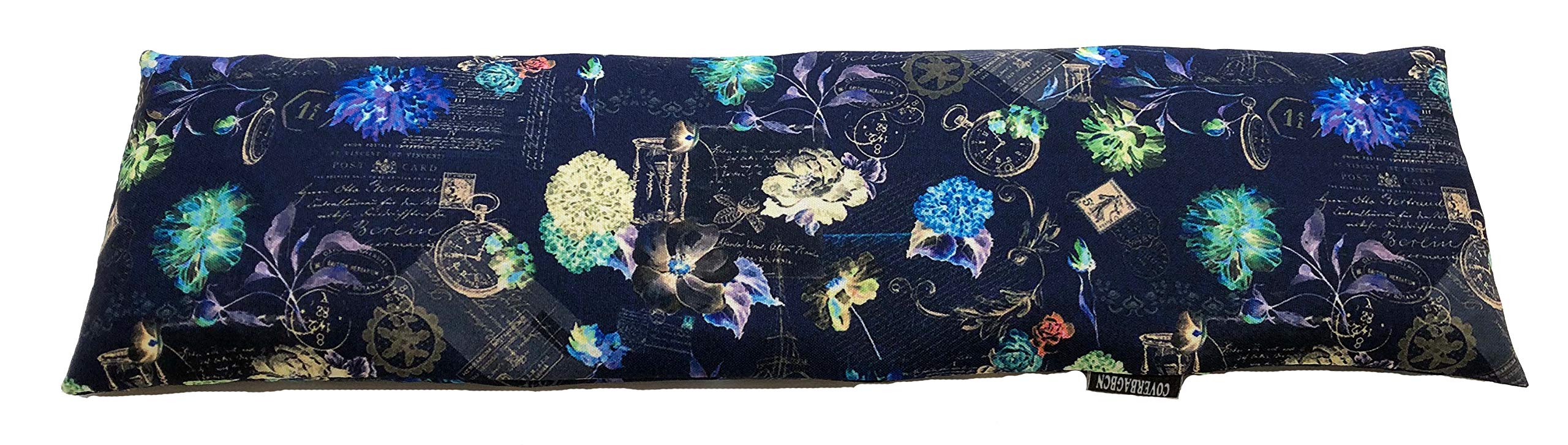 Saco Térmico Cervical con Doble Funda 50 x 14 cm Saco térmico Cervical con Huesos de Cereza - Vintage Azul..