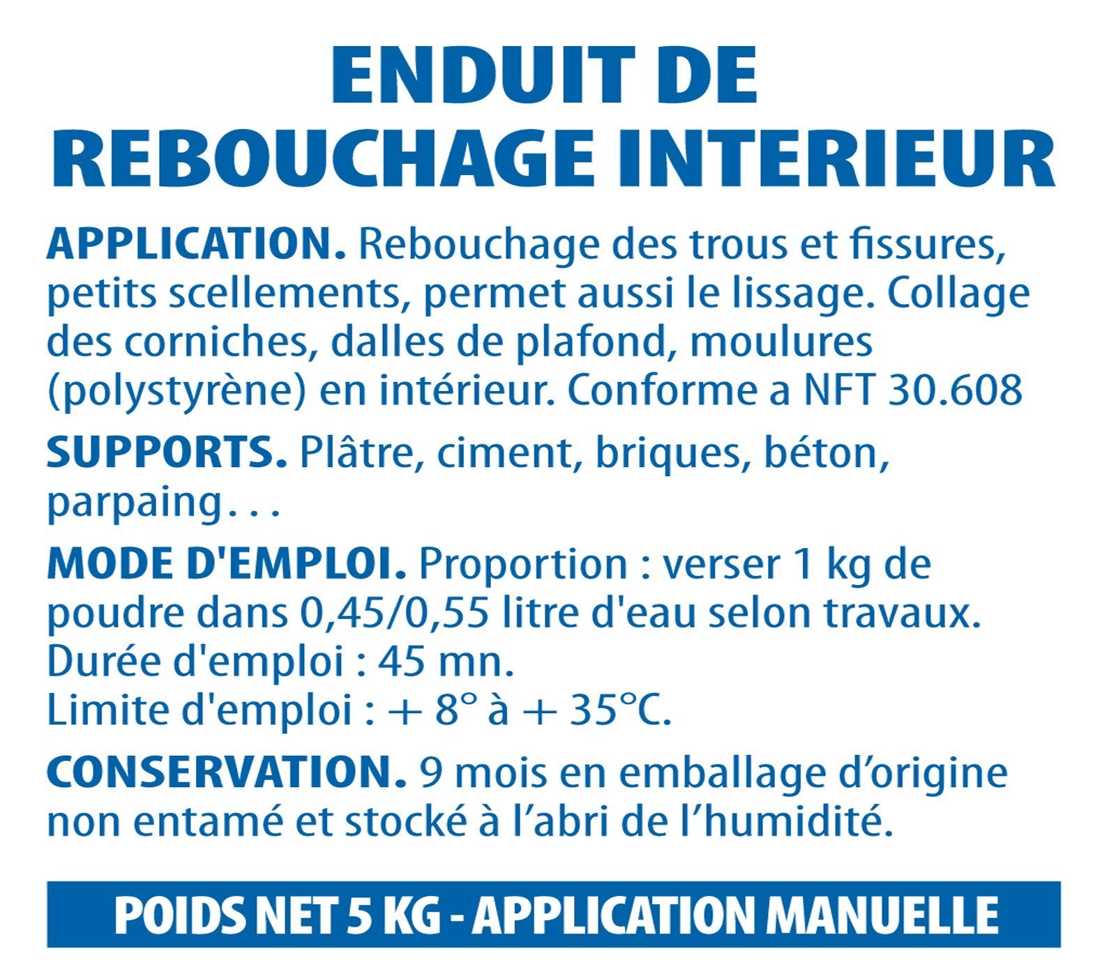 Semin A00299 Reboucheur, Enduit de Rebouchage et Lissage en Poudre, Intérieur, Sac de 5 kg (Lot 2), A06572 Couteau à Enduire, 10 cm et A06570 Couteau à Enduire Multifonctions CE 78, 15 cm
