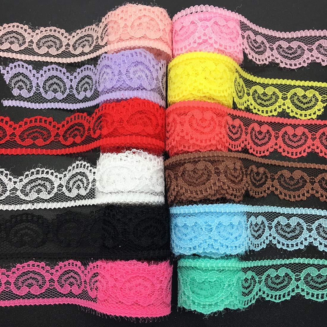DIY Crafts Random Colour 30yards/lot (22mm Wide) Handicrafts Embroidered Net Lace Trim Ribbon DIY Wedding/Birthday/Christmas Decorations (Pack of 90 Yards 30x3, Random Colour Lot Mix)