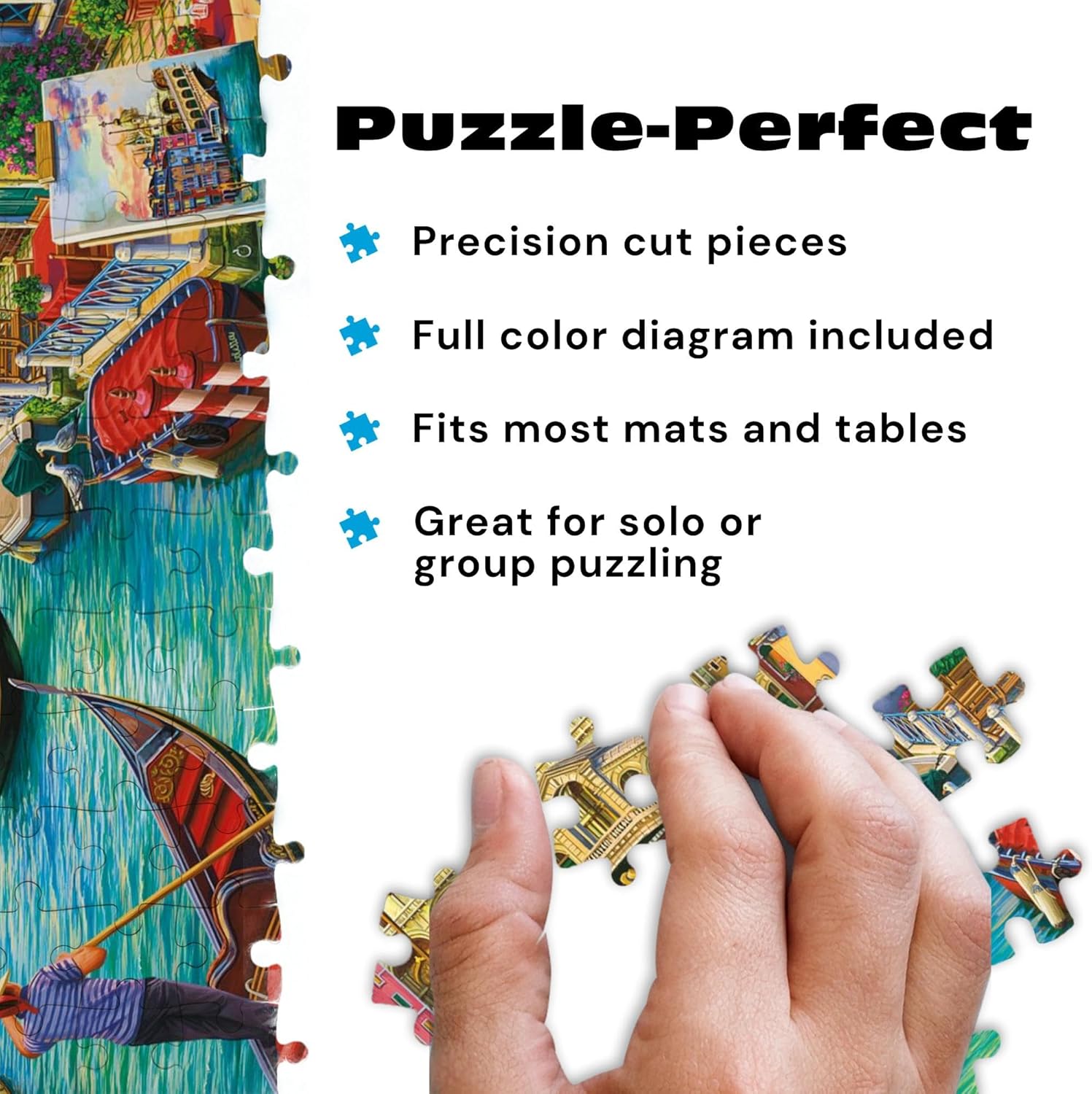 Buffalo Games - Sights of Venice - Image World - 1000 Piece Jigsaw Puzzle for Adults, Scenic Cityscape Puzzle, Challenging and Relaxing Puzzle Adventure, Finished Size 26.75 x 19.75, Made in the USA