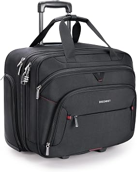 BAGSMART Rolling Laptop Bag, Briefcase with Wheels 17.3 Inch Laptop, Black