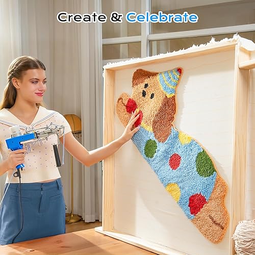 Miniatura 5 de BESGEER Pistola de acolchonamiento de alfombras para amantes de acolchonar, pistola de alfombras de pelo de corte y bucle 2 en 1, kit de inicio para