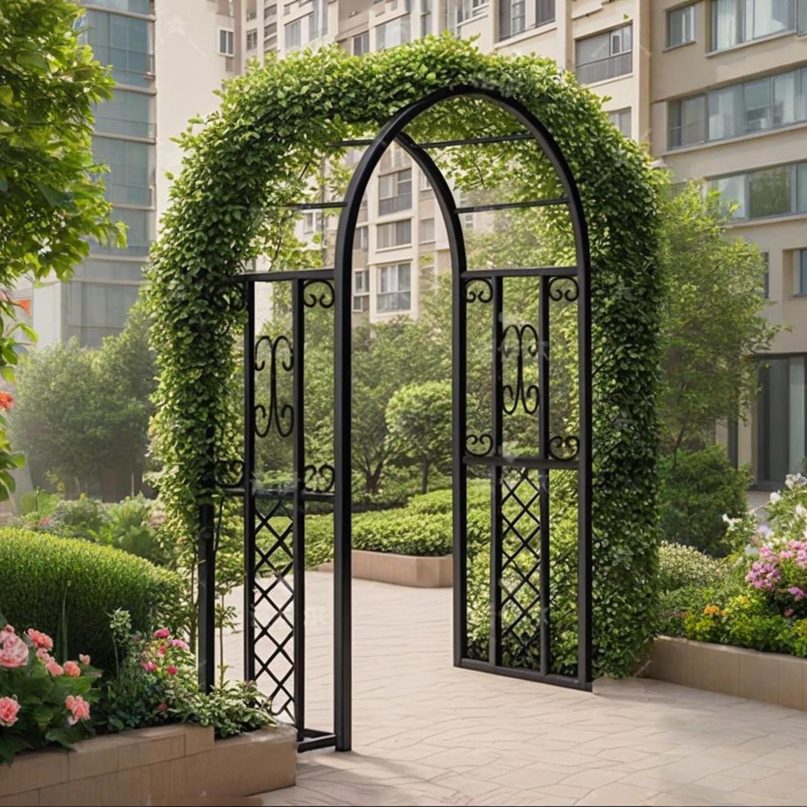 Gartenbogen aus Metall, Rosenbogen 230x140x40 cm, 20 mm Verzinkter Stahlrostfrei, Verstärkte Rankhilfe für Kletterpflanzen, Rosen, Hochzeitsbogen Garten & Outdoor (Schwarz)