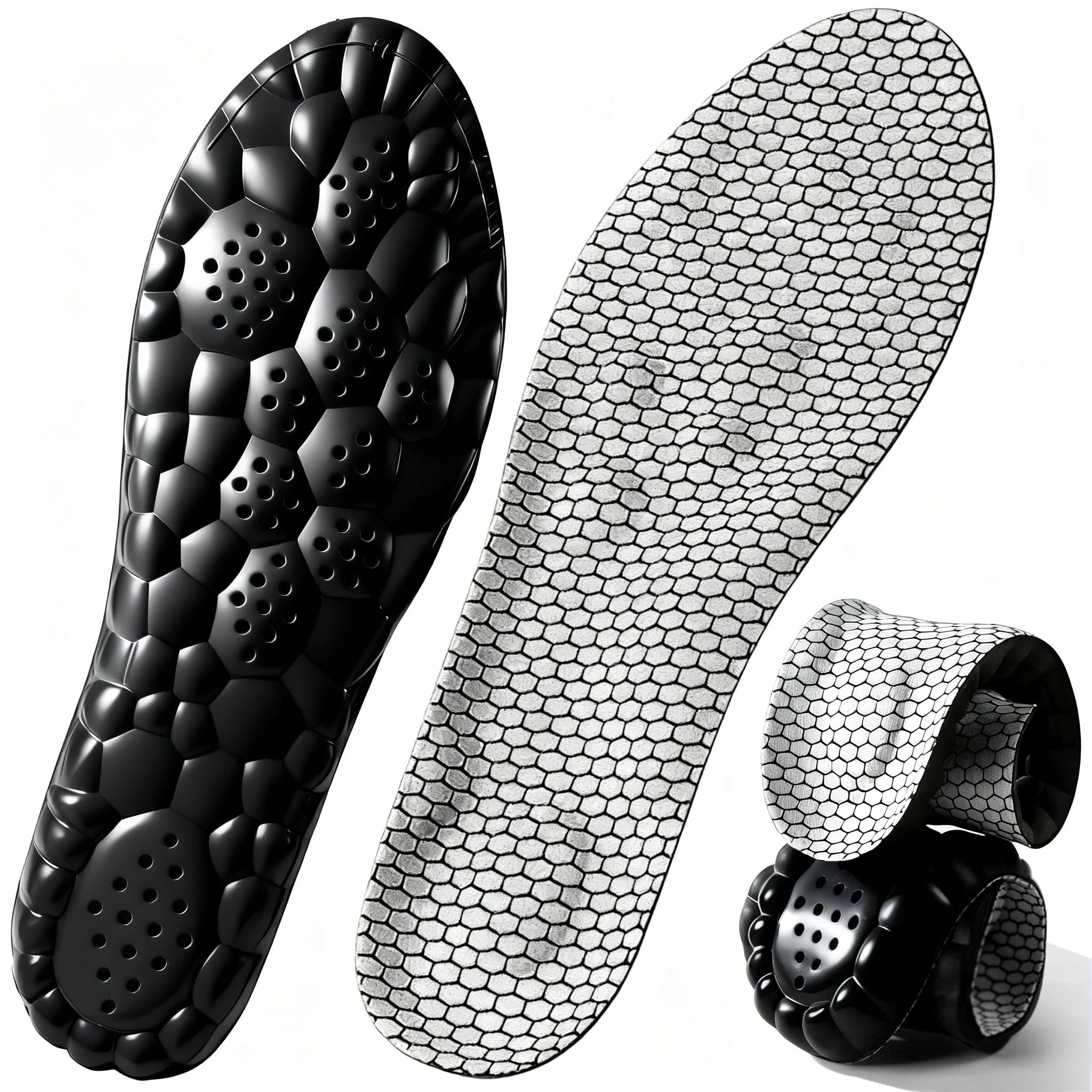 4D Cloud Insoles for Men and Women, Arch Support Insoles, Memory Foam Insoles, Shock Absorption and Cushioning Sports Shoe Insoles (Graphene Gray, XL (Men 9-11/Women 10-11)