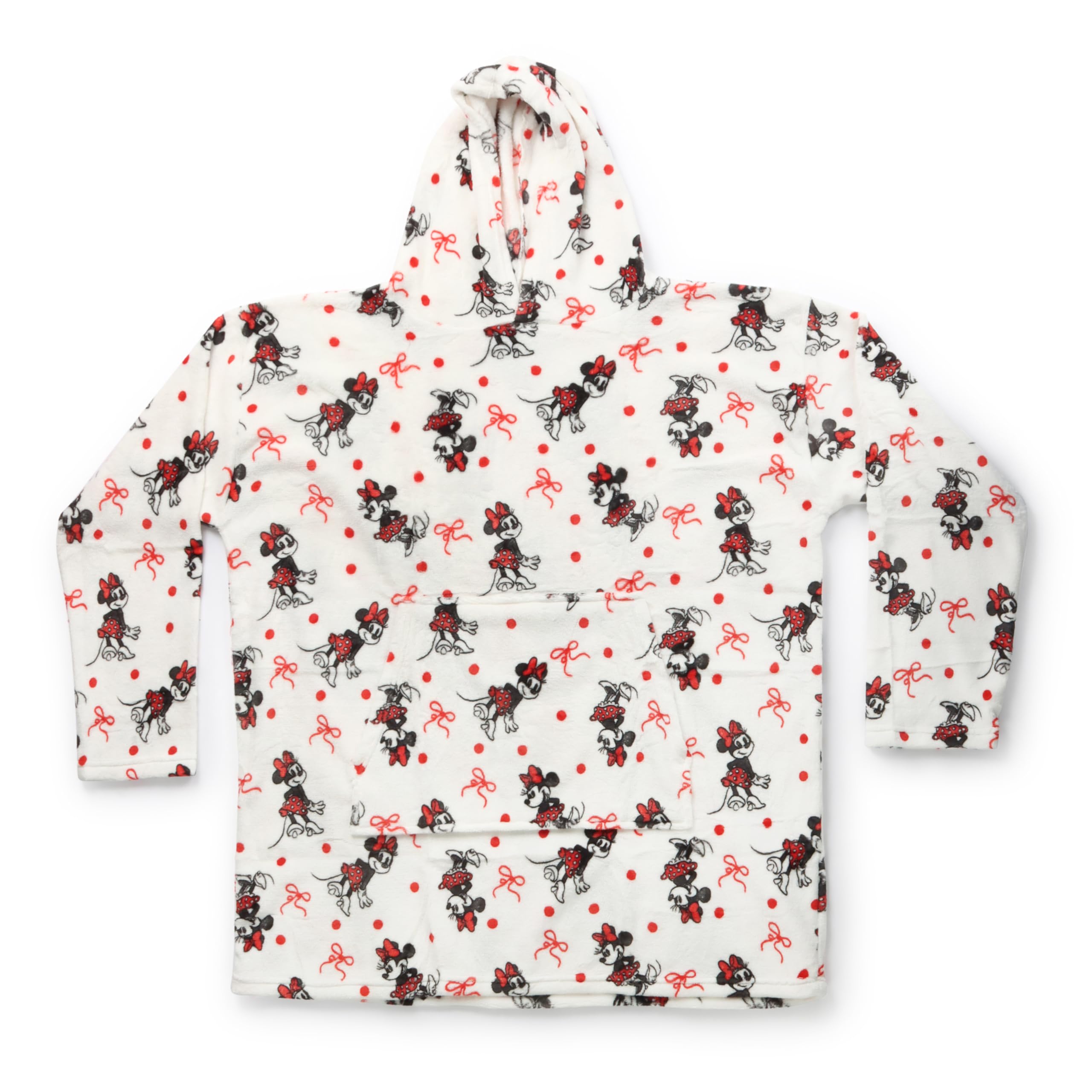 Jay Franco Adult's Disney Minnie Mouse Wearable Throw Blanket – Oversized Plush Hooded Blanket with Pocket, Soft Cosy Fleece Throw, Gift for Lounging, Official Licensed Property, White, 86x97 — image 1