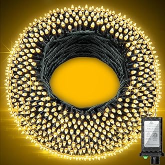 340 LED 90FT Christmas String Lights Outdoor, 12 Pro Modes and Timer Memory & Brightness, Plug in Waterproof Dark Green Wire Twinkle Light for for Xmas Yard Tree Wedding Party Decor (Warm White)