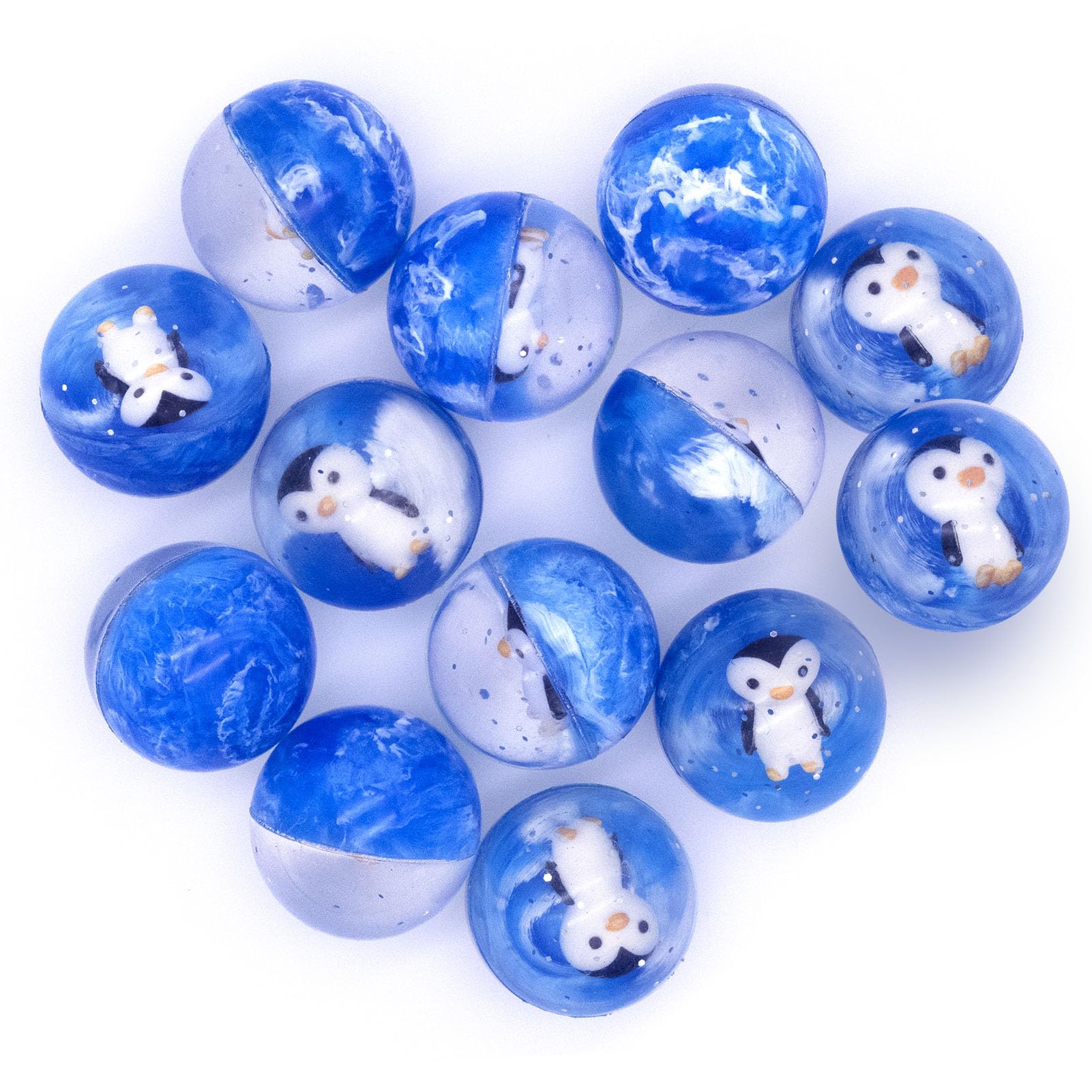12 pezzi Flummis per bambini 42 mm, pinguini flummi grandi, palline gonfiabili e palline di gomma per il compleanno dei bambini
