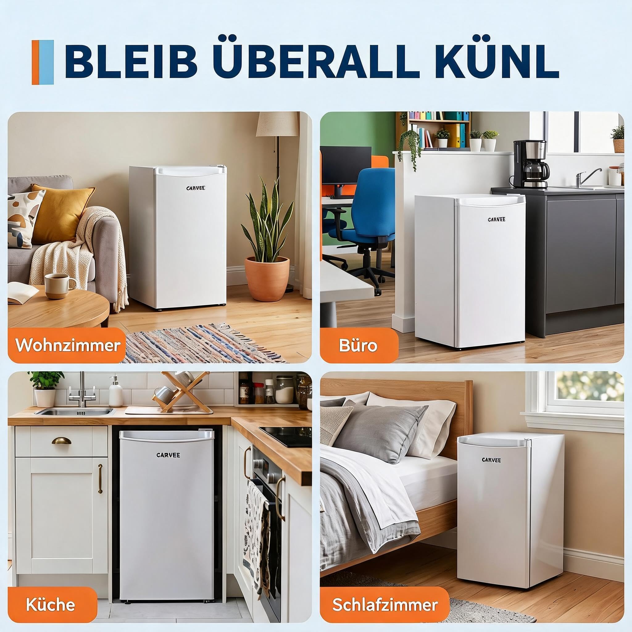 45L Mini Kühlschrank, Kompakter Getränkekühlschr(0-18℃), Leise 41 DB