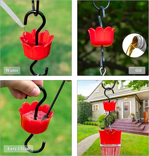 Miniatura 46 de Foso de hormigas para comederos de colibríes, comedero de colibríes para ganchos colgantes al aire libre, 1 ganchos con 1 cepillo, rojo Plástico