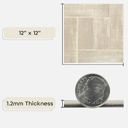 Miniatura 152 de Nexus - Azulejos de vinilo autoadhesivos de 12 pulgadas, 20 azulejos de 12 x 12 pulgadas, patrón negro, suelo de bricolaje para despegar y pegar