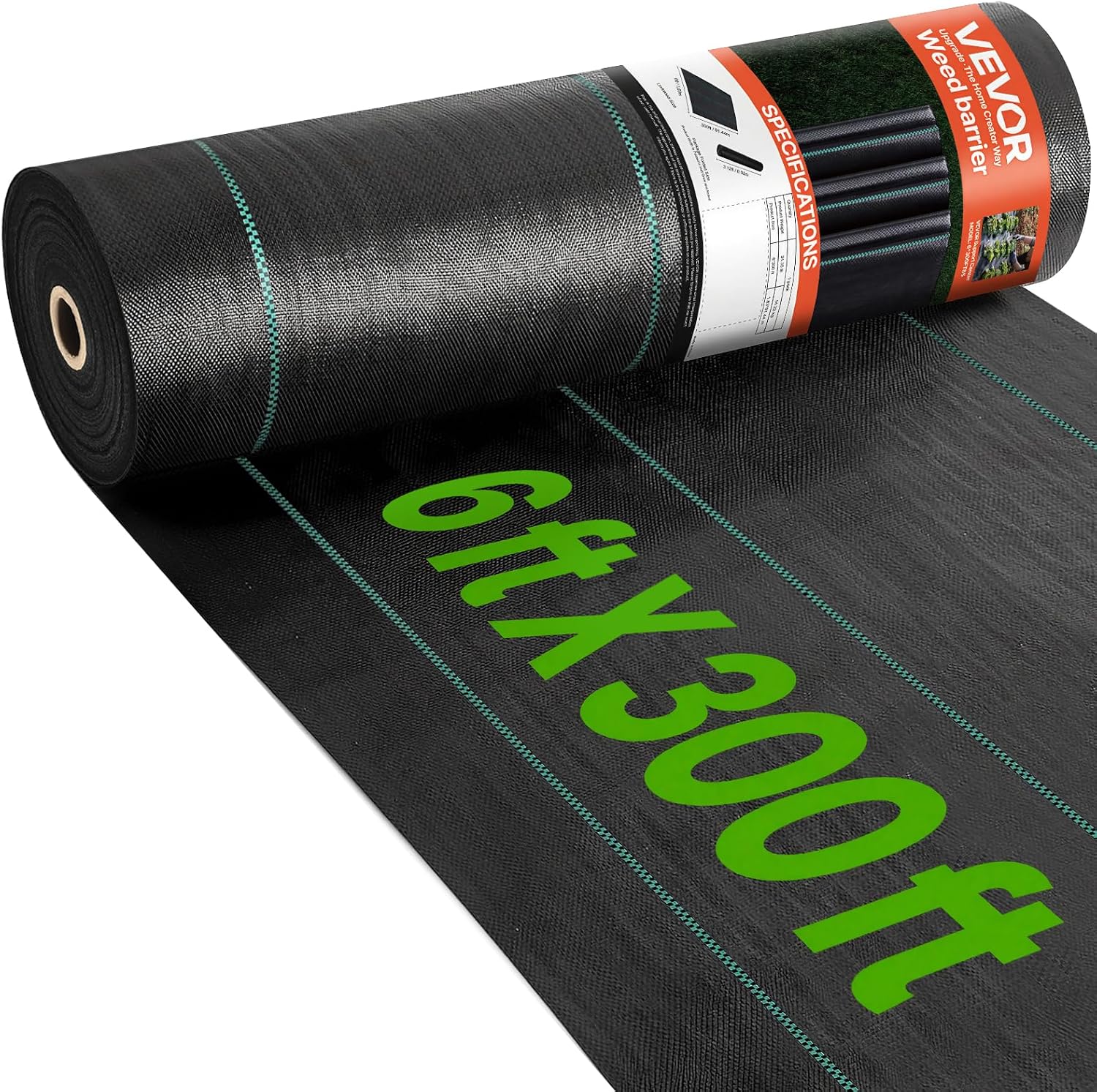 Happybuy 6x300ft Premium Weed Barrier Landscape Fabric Heavy Duty 2.4OZ, Woven Weed Control Fabric, High Permeability Go