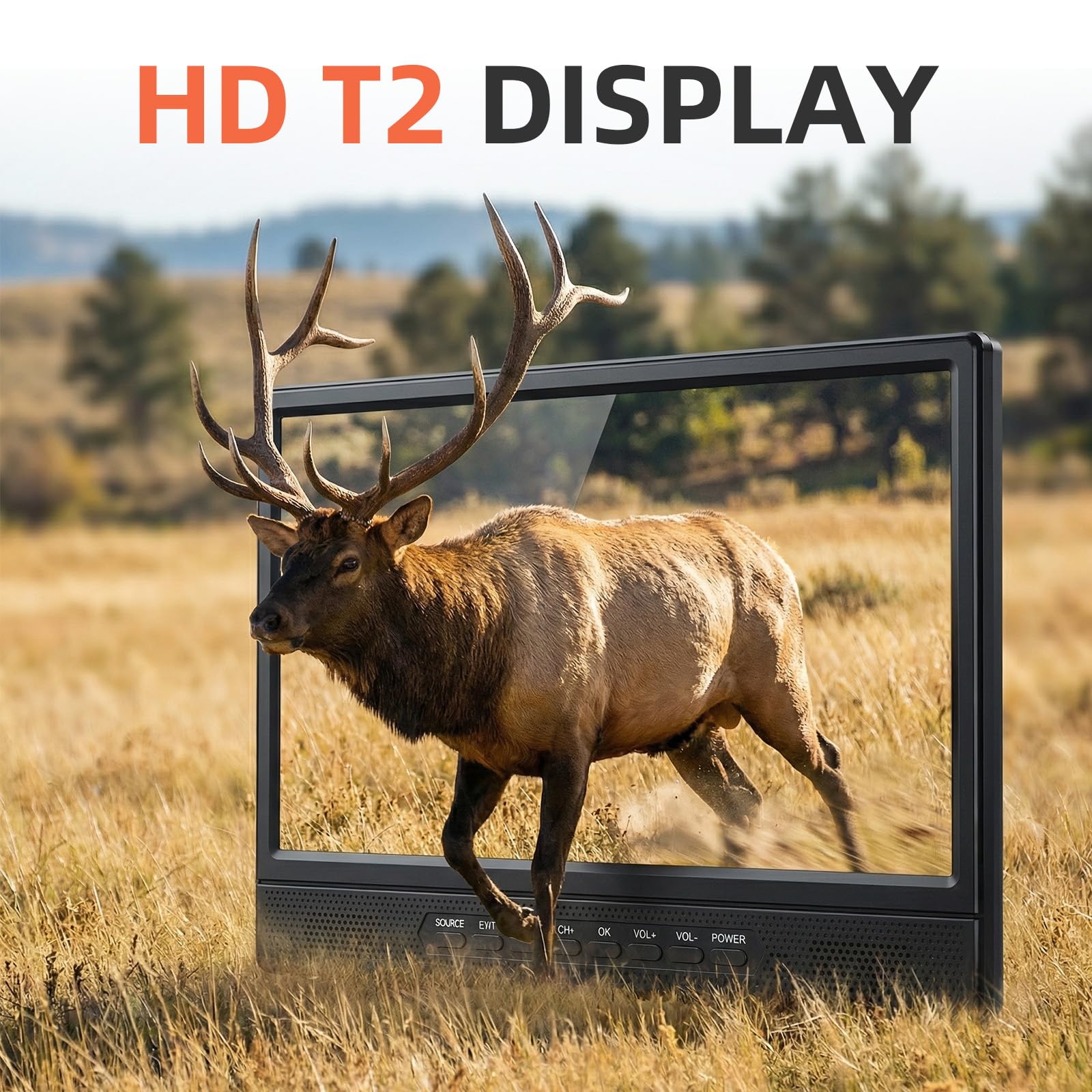Desobry Televisor Portátil 12 Pulgadas Smart TV con Android, Mini Televisor para Cocina, Caravanas y Autocaravanas, HDMI USB AV Auriculares, Compatible DVB-T2 Freeview, Pie Ajustable 180°