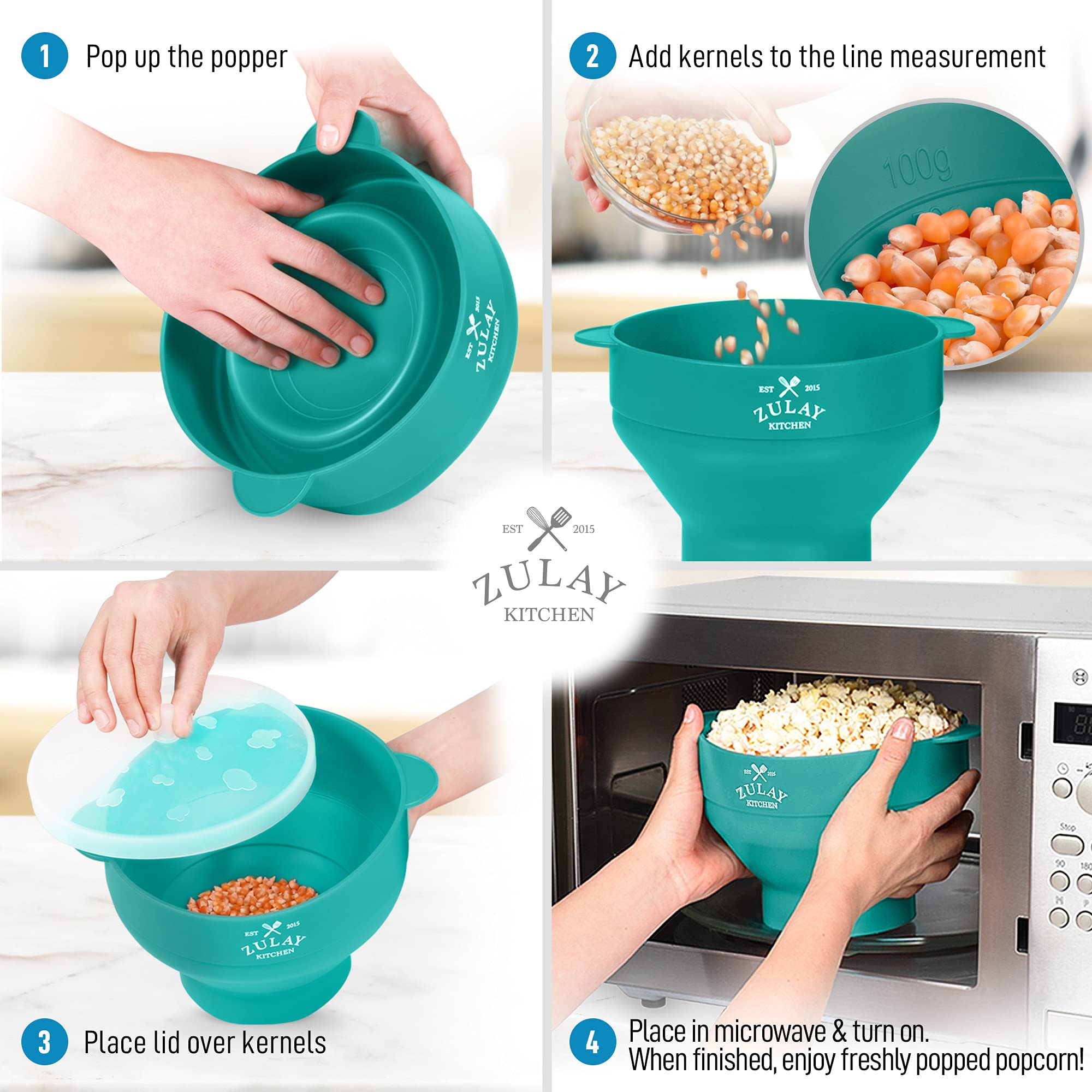 Zulay Kitchen Large Microwave Popcorn Maker BPA Free Silicone Popcorn