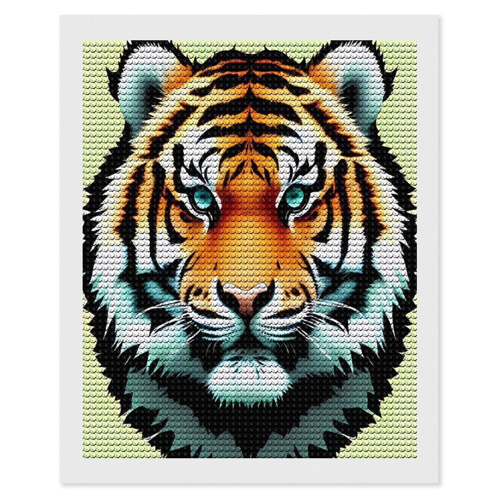 FekiLoot Little Fat Tiger Head Paint by Numbers Kit for Adults Beginner DIY Diamond Dots Paintings Round Full Drill Diamond Art Kits Picture Diamond Art Painting Kits for Home Decor 16"x20"