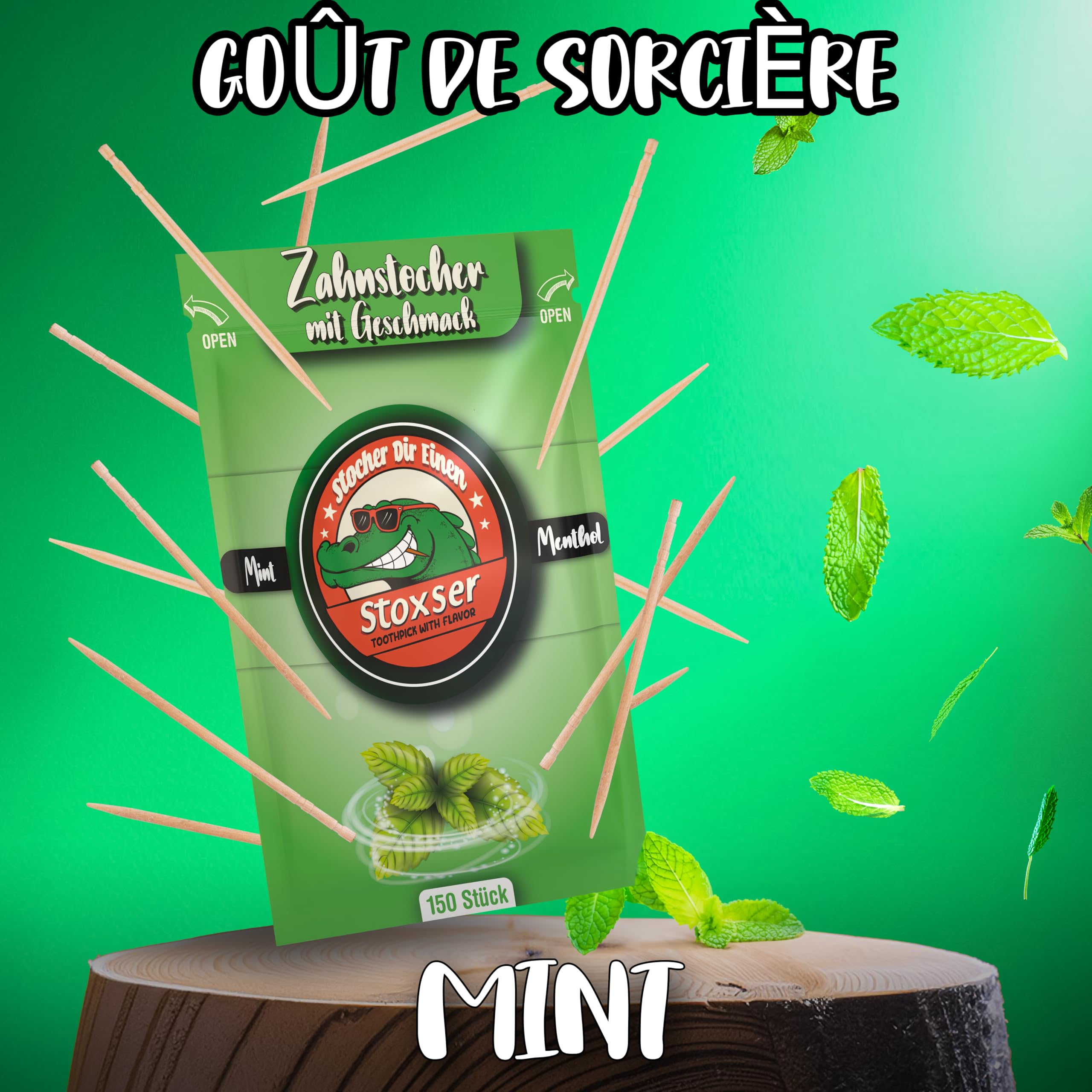Lot de 150 cure-dents menthe menthol - Cure-dents sans sucre - Fil dentaire