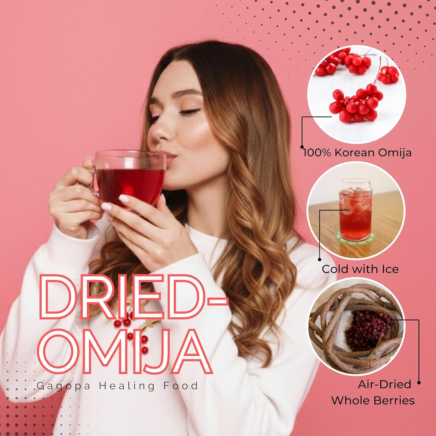 GAGOPA Dried Schisandra Berries (Omija) – 100% Korean Five Flavor Berry, Tart & Refreshing Herbal Tea Ingredient, Caffeine-Free, 100g Pack