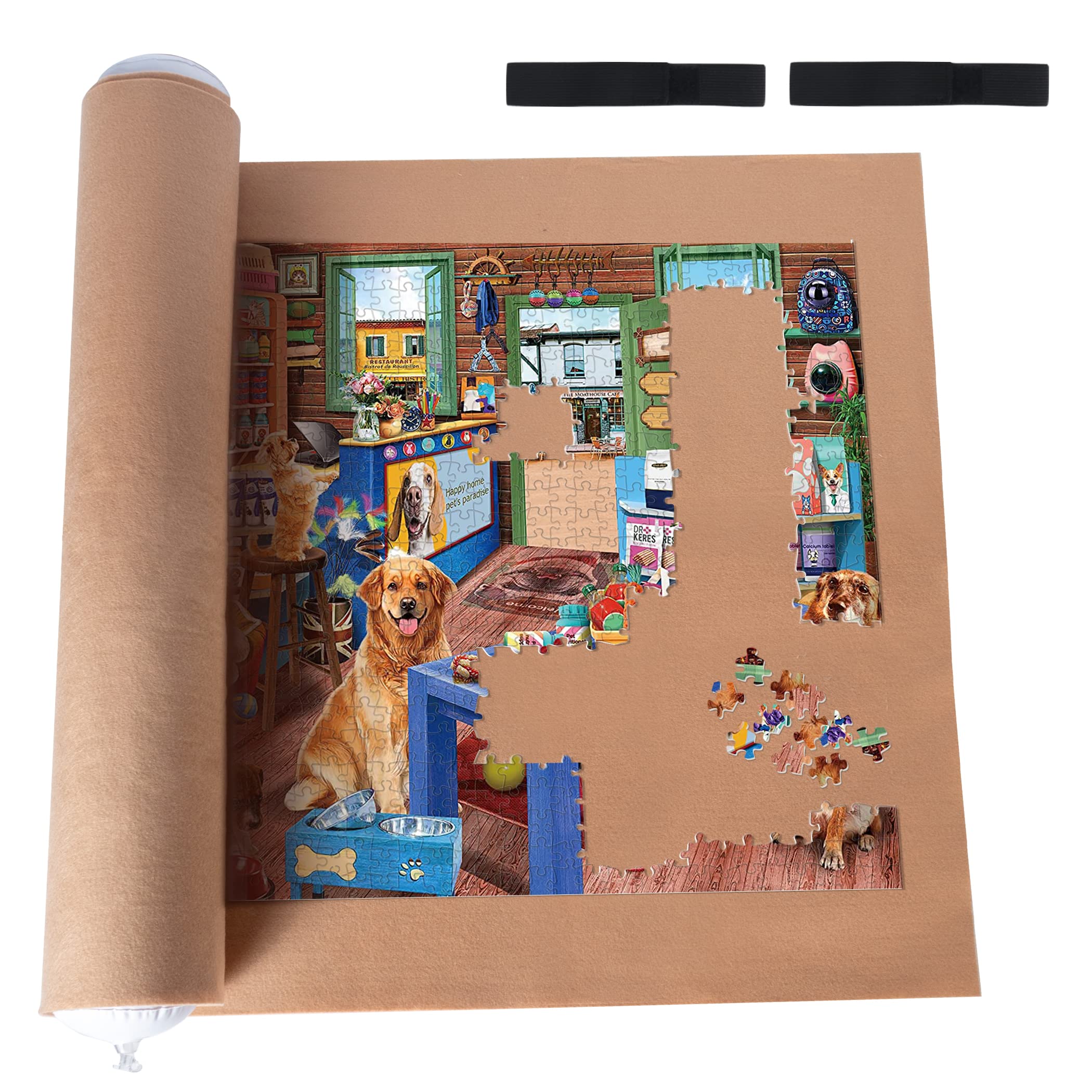 Tektalk - Tapis De Puzzle Enroulable 118x66 Cm - Avec Tube Gonflable, 2 Sangles élastiques Et Sac De Rangement - Jusqu'à 1500 Pièces - Violet