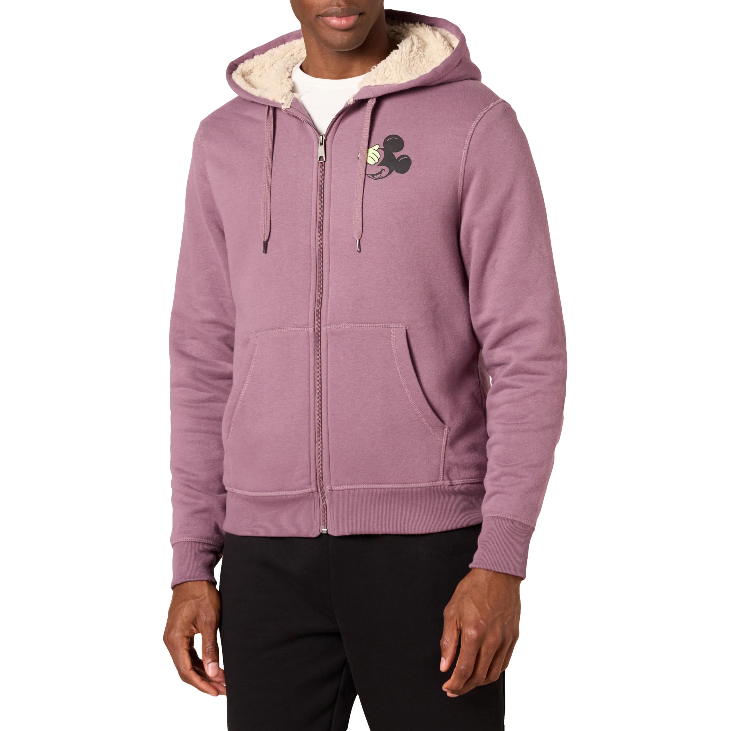Amazon Essentials Disney | Marvel | Star Wars Herren Kapuzen-Sweatshirt mit Sherpa-Futter und durchgehendem Reißverschluss, Mickey, S