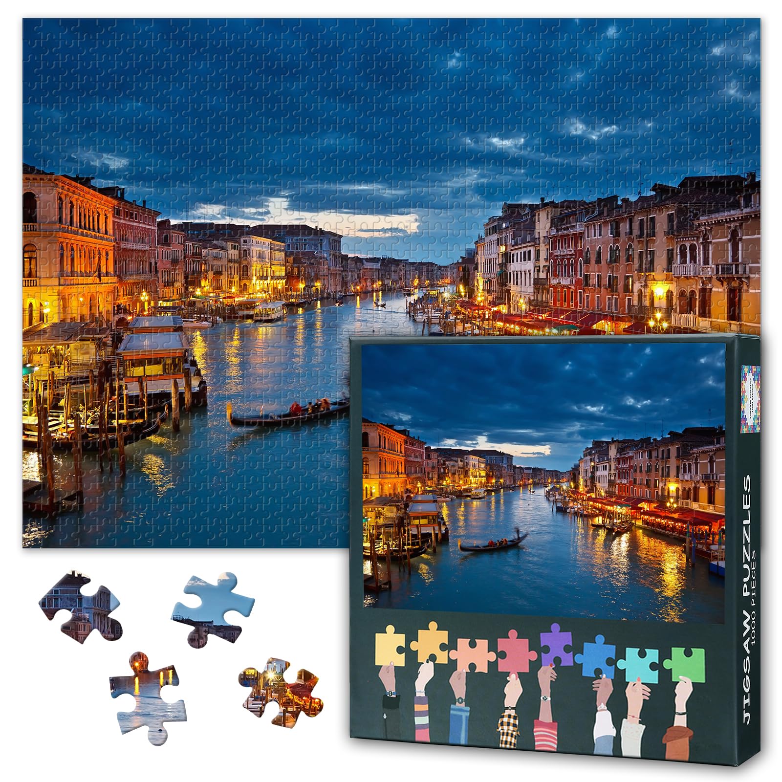 Canals of Venice Jigsaw Puzzles for Adults 1000, Difficult Family Puzzle Educational Games Home Decoration Italy City Landscape, Challenging Puzzles for Adults Men & Women Gift (27.5"x19.7") โ image 1