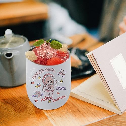 Miniatura 7 de Vaso de vino en blanco de 12 onzas con aislamiento de acero inoxidable sin tallo, vasos de sublimación, paquete de 4 vasos con tapa que mantiene el