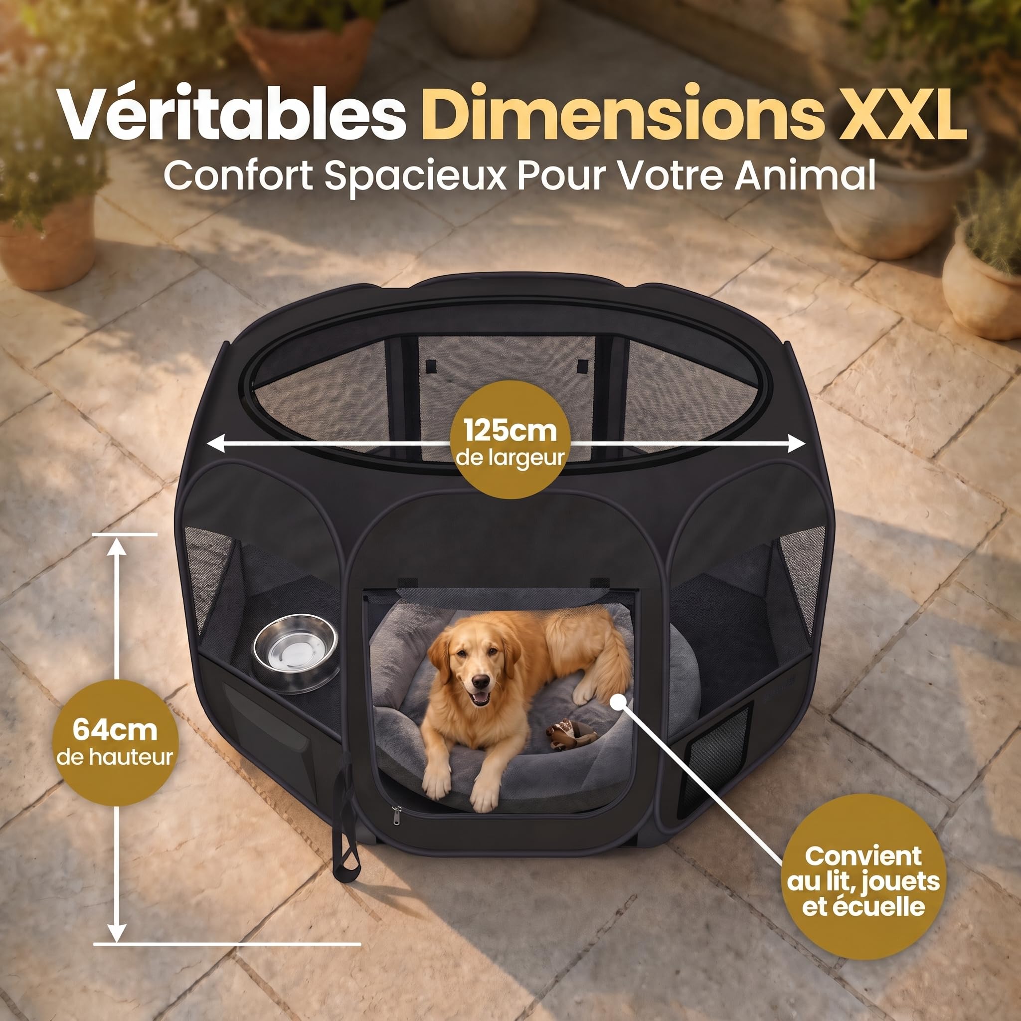 All Pets United® Parc pour Chiots & Chats, 120x120x65 cm, Pop-Up